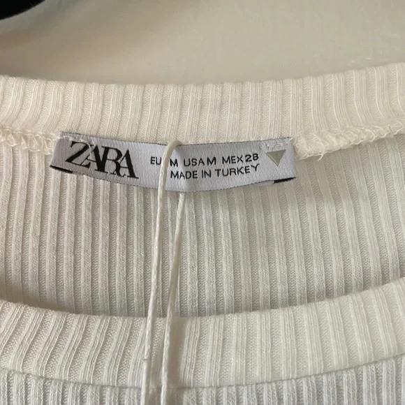 Zara top NWT blue and white striped sleeves size M - Picture 3 of 7